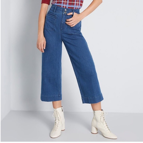 Modcloth Denim - EUC Modcloth Brooklyn Denim Culotte Cropped Jeans